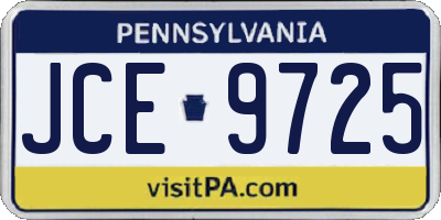 PA license plate JCE9725
