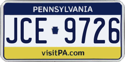 PA license plate JCE9726