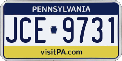 PA license plate JCE9731