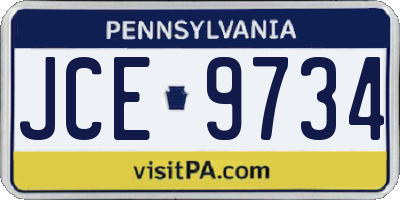 PA license plate JCE9734