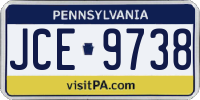 PA license plate JCE9738