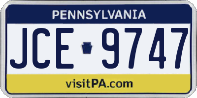 PA license plate JCE9747