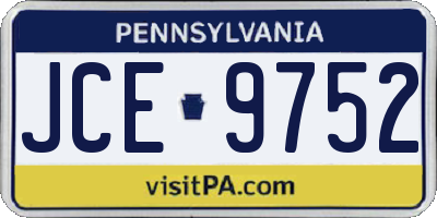PA license plate JCE9752