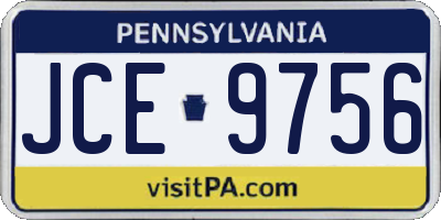 PA license plate JCE9756