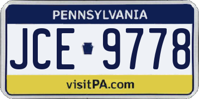 PA license plate JCE9778