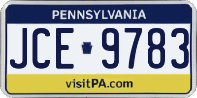 PA license plate JCE9783