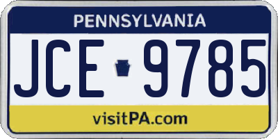 PA license plate JCE9785