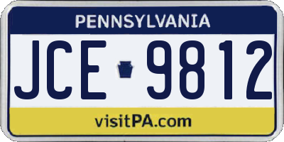 PA license plate JCE9812