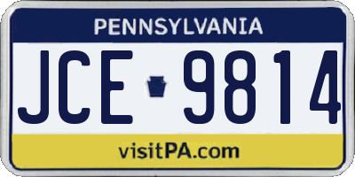 PA license plate JCE9814