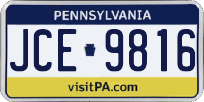 PA license plate JCE9816