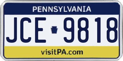 PA license plate JCE9818