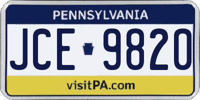 PA license plate JCE9820