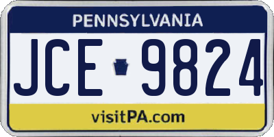 PA license plate JCE9824