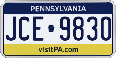 PA license plate JCE9830