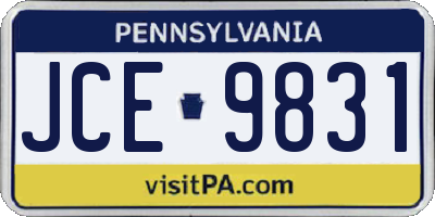 PA license plate JCE9831
