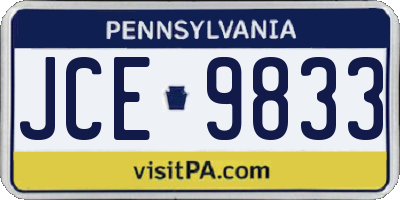 PA license plate JCE9833