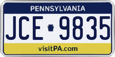 PA license plate JCE9835