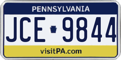 PA license plate JCE9844