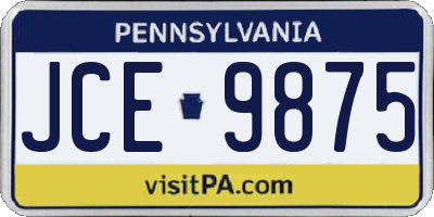 PA license plate JCE9875
