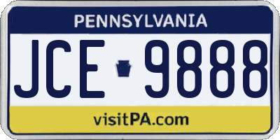 PA license plate JCE9888