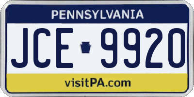 PA license plate JCE9920