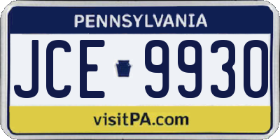 PA license plate JCE9930