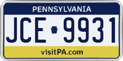 PA license plate JCE9931