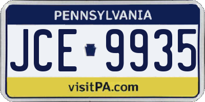 PA license plate JCE9935