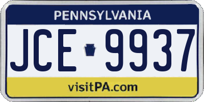 PA license plate JCE9937