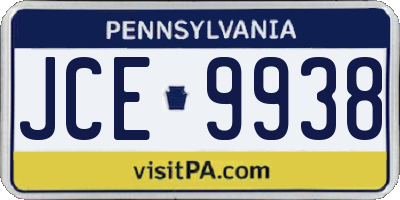 PA license plate JCE9938