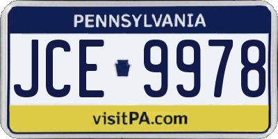 PA license plate JCE9978