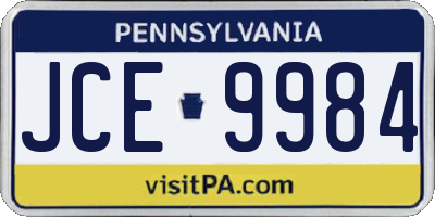 PA license plate JCE9984
