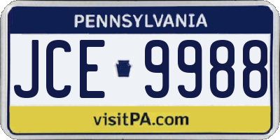 PA license plate JCE9988