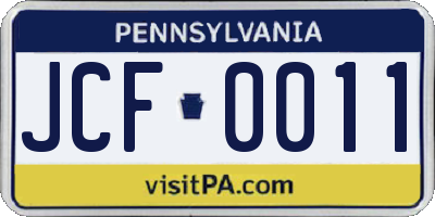 PA license plate JCF0011