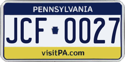 PA license plate JCF0027