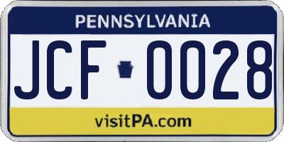 PA license plate JCF0028