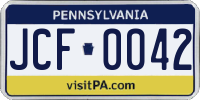 PA license plate JCF0042