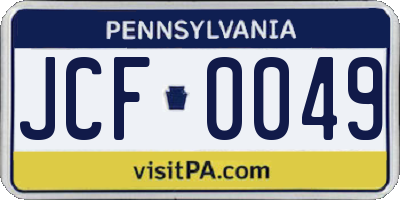 PA license plate JCF0049