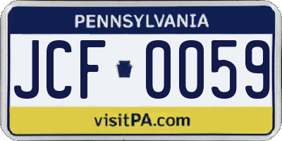 PA license plate JCF0059