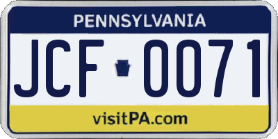 PA license plate JCF0071