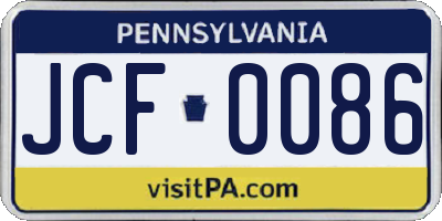 PA license plate JCF0086