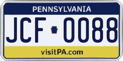 PA license plate JCF0088