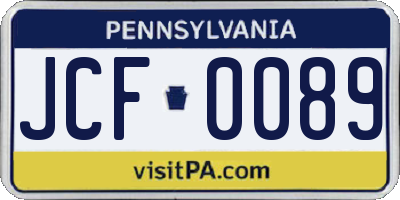 PA license plate JCF0089