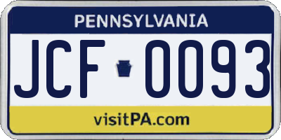 PA license plate JCF0093