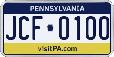 PA license plate JCF0100