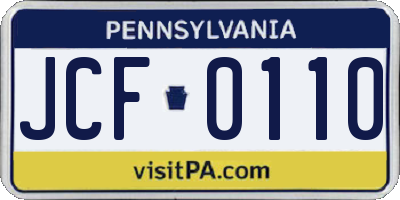 PA license plate JCF0110