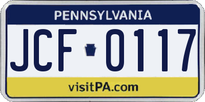 PA license plate JCF0117