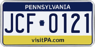 PA license plate JCF0121