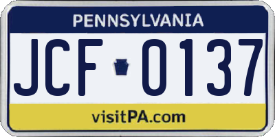 PA license plate JCF0137