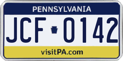 PA license plate JCF0142